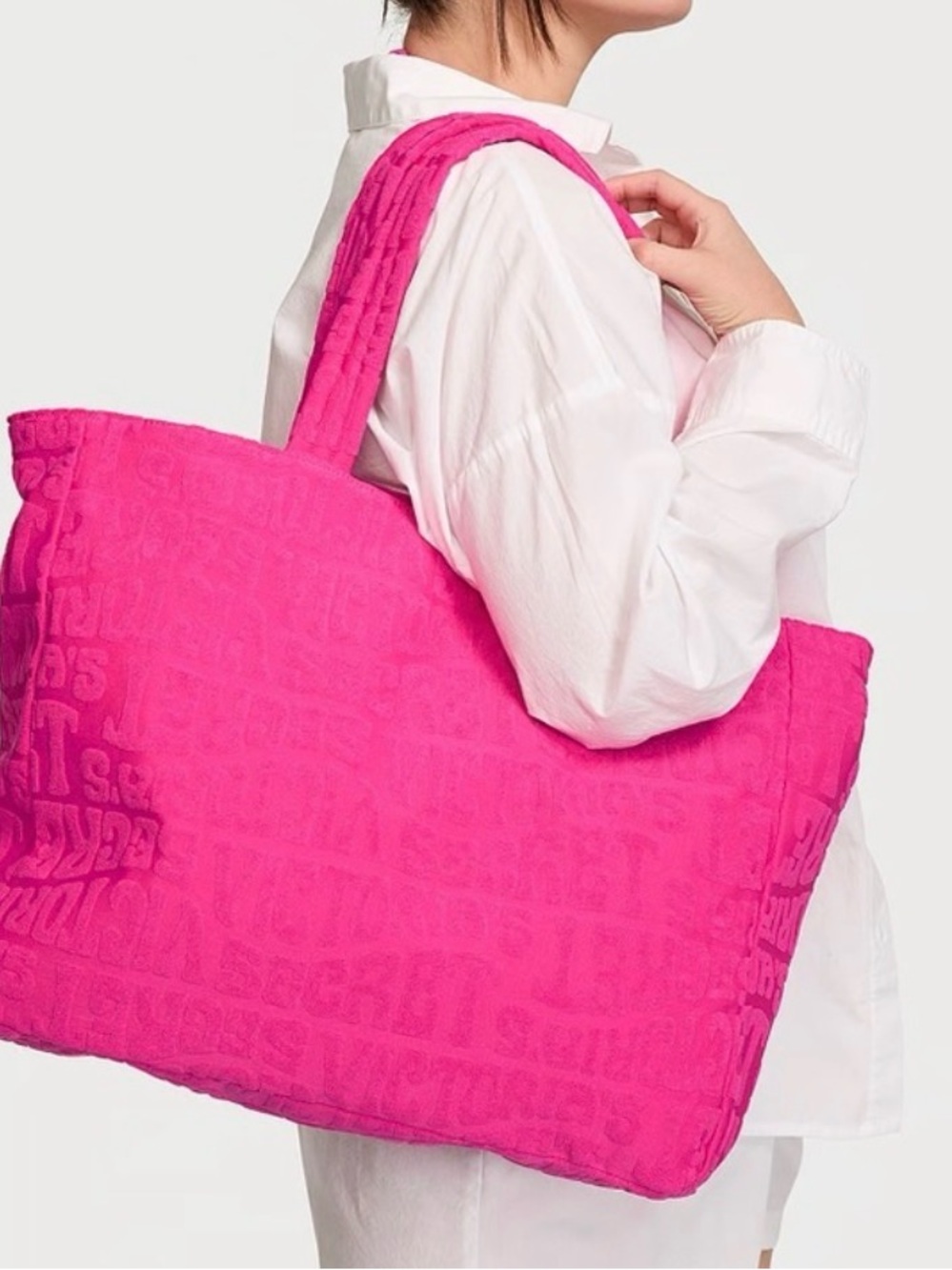 NWT Victoria’s Secret Pink Terry Cloth Large Tote Bag